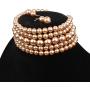 COLORFUL BLING 5 Rows Elegant Simulated Pearl Strand Choker Necklace with Earrings Set Women Ladies Statement Jewelry