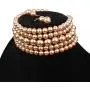 COLORFUL BLING 5 Rows Elegant Simulated Pearl Strand Choker Necklace with Earrings Set Women Ladies Statement Jewelry