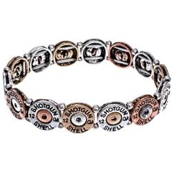 PammyJ Western Tri-Tone Faux 12 Gauge Shotgun Shell Stretch Bracelet