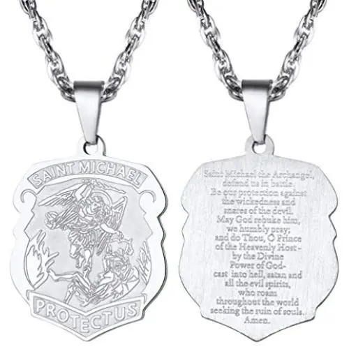 PROSTEEL Saint Michael The Archangel Necklace Pendant & Chain Catholic Religious Jewelry PROSTEEL Saint Michael The Archangel Necklace Pendant & Chain Catholic Religious Jewelry