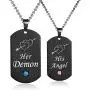 SunnyHouse Jewelry His & Hers Matching Set Titanium Stainless Steel His Angel Her Demon Couple Pendant Necklace in a Gift Box SunnyHouse Jewelry His & Hers Matching Set Titanium Stainless Steel His Angel Her Demon Couple Pendant Necklace in a Gift Box