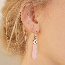 Real Natural Quartz Stone Healing Point Crystal Chakra Dangle Earrings Valentines day Mothers day Gift