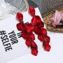 Long Acrylic Rose Flower Petal Drop Dangle Earrings Bohemian Hanging Resin Floral Tassel Statement Earrings for Women Girls Gifts Lightweight Jewelry