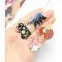 Gillna Cartoon Animal Enamel Pins Set Cute Plant Enamel Lapel Pin Badges for Clothes Bags Funny Hedgehog Fox Bear Cat Badges Brooches Jewelry Accessories