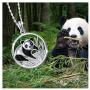 Waysles Panda Necklace 925 Sterling Silver Cute Animal Pendant Necklace Jewelry Gifts for Women Daughter Panda Lovers