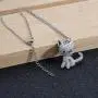 SXNK7 Cat Necklace Silver Tone Sparkly Rainbow Crystal Cat Necklace Cat Pendant Necklace Jewelry for Women Teen Girls Kids Cat Lover Gifts (color new2)