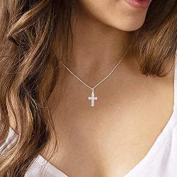 Anloo Diamond Cross Crucifix Chocker Pendant Necklace for Girls,Simple Silver Gold Plated Necklace with Nice Gifts Jewelry Bag