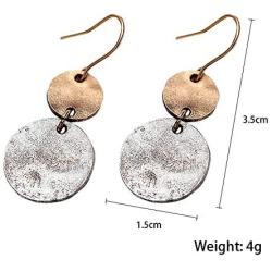 Gmillions Disc Dangle Drop Earrings Long Hoops Geometric Round Curved Filled Everyday Jewelry for Women