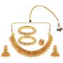 Efulgenz Indian Bollywood 14 K Gold Plated Faux Pearl Bead Bridal Choker Necklace Earrings Bracelet Bangles Ring Jewelry Set