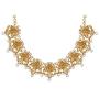 Aheli Beautiful Wedding Wear Indian Laxmi Goddess Faux Stone Studded Floral Design Crafted Necklace Earrings Set Ethnic Fashion Jewelry for Women