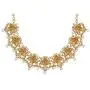 Aheli Beautiful Wedding Wear Indian Laxmi Goddess Faux Stone Studded Floral Design Crafted Necklace Earrings Set Ethnic Fashion Jewelry for Women