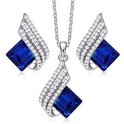 CDE S925 Sterling Silver Necklace Set Mothers Day Jewelry Gifts Pendant Necklace and Earrings Set ELF Necklace for Women Wife Mom