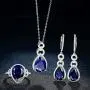 ATTA GEMS 925 Sterling Silver Pear Shape Birthstone Necklace Dangle Earring and Ring Jewelry Set Gifts for Women Girls Bridal ATTA GEMS 925 Sterling Silver Pear Shape Birthstone Necklace Dangle Earring and Ring Jewelry Set Gifts for Women Girls Bridal