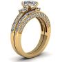 Couple Ring Bridal Set His and Hers Women 10k Yellow Gold Filled Square CZ Men Stainless Steel Band Wedding Ring Band Set