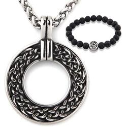 GUNGNEER Stainless Steel Interwoven Celtic Knot Pendant Circle Necklace Keel Chain Protection Infinity Trinity Jewelry