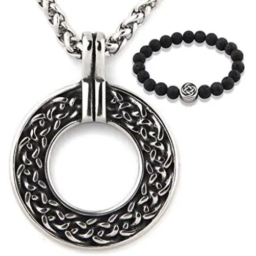 GUNGNEER Stainless Steel Interwoven Celtic Knot Pendant Circle Necklace Keel Chain Protection Infinity Trinity Jewelry