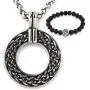 GUNGNEER Stainless Steel Interwoven Celtic Knot Pendant Circle Necklace Keel Chain Protection Infinity Trinity Jewelry