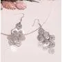 Boho Filigree Flower Motif Rhombus Shape Chandelier Tiered Dangle Statement Earrings