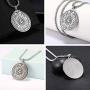 VASSAGO Stainless Steel Fourth Pentacle of Mercury Pendant Necklace Key of Solomon Seal Round Charm Wide Chain Talisman Jewelry for Men