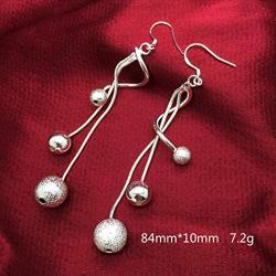 YAZILIND Drop Dangle Earrings Silver Ball Wave Vintage Boho Women Fish Hook Earrings Retro Personalized Statement Elegant Jewelry