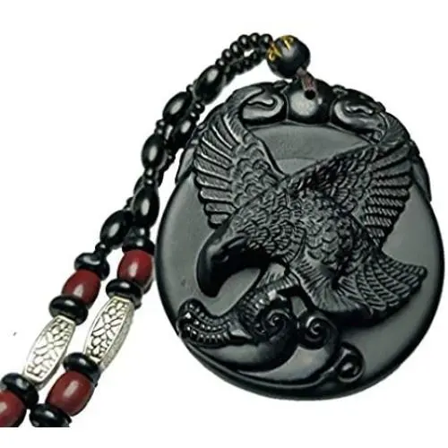 100% Pure Natural Obsidian Pendant Necklace Obsidian Crystal Pendant Necklace Pattern with Bead Chain for Men or Women 100% Pure Natural Obsidian Pendant Necklace Obsidian Crystal Pendant Necklace Pattern with Bead Chain for Men or Women