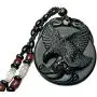 100% Pure Natural Obsidian Pendant Necklace Obsidian Crystal Pendant Necklace Pattern with Bead Chain for Men or Women 100% Pure Natural Obsidian Pendant Necklace Obsidian Crystal Pendant Necklace Pattern with Bead Chain for Men or Women