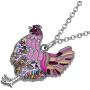 WEVENI Enamel Alloy Rhinestone Chicken Hen Necklace Pendant Chain Jewelry Novelty Gifts for Women Girls Ladies