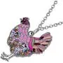 WEVENI Enamel Alloy Rhinestone Chicken Hen Necklace Pendant Chain Jewelry Novelty Gifts for Women Girls Ladies
