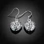 Heart Shaped Filigree Cage Fish Hook S925 Sterling Silver Plated Fashion Dangle Earrings for Women Girls Elegant Love Texture Dangling Jewelry Gifts