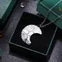 Hicarer Tree Life Crescent Moon Necklace Copper Wire Wrap Natural Gemstone Healing Crystal Pendant Necklace Natural Gemstone Quartz Necklace for Women Jewelry