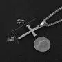 HZMAN Antique Nail Cross Stainless Steel Pendants Christian Necklace (Silver)