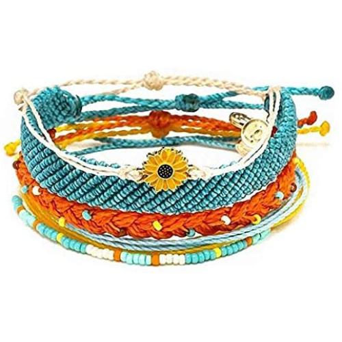 Hynsin Boho Bracelets for Women, Handmade Stackable Wrap Bracelets Bead Bracelets for Women Lady Girls (5 pcs)