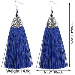 ZRosse 2 Pairs Bohemian Lightweight Handmade Tassels Dangle Drop Earrings Sets Long Fringe Vintage Boho Ethnic National Style Earrings Jewelry For Women Girls