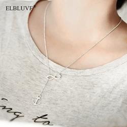 ELBLUVF Newest Stainless Steel Anchor Infinity Y Shaped Lariat Style Necklace 18inch for Women 3 Colors