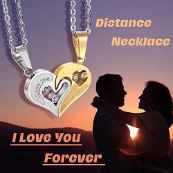 Jstyle Stainless Steel Mens Womens Couple Necklace Friendship Puzzle CZ Love Matching Heart Pendants
