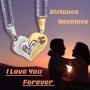 Jstyle Stainless Steel Mens Womens Couple Necklace Friendship Puzzle CZ Love Matching Heart Pendants