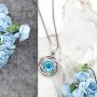 PZ Paz Creations 925. Sterling Silver Swirl Design Solitaire Gemstone Pendant Necklace