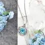PZ Paz Creations 925. Sterling Silver Swirl Design Solitaire Gemstone Pendant Necklace