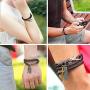 Y-blue Multilayer Bracelet Fashion Punk Leather Woven Braided Cross Bangle Wrist Cuff Wristband…