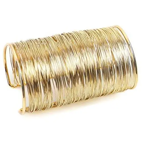 QTMY Alloy Metal Gold Thin Thread Wire Open Cuff Wide Bracelet Bangle QTMY Alloy Metal Gold Thin Thread Wire Open Cuff Wide Bracelet Bangle