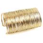 QTMY Alloy Metal Gold Thin Thread Wire Open Cuff Wide Bracelet Bangle