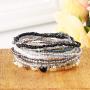 Hanpabum 6 Sets Bohemian Beaded Bracelets for Women Girls Multicolor Stretch Multilayered Stackable Bracelet Set