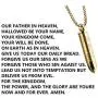 Lords Prayer Cross Bullet Pendant Stainless Steel Lords Bible Cross Prayer Cremation Ashes Urn Necklace, Free Chain