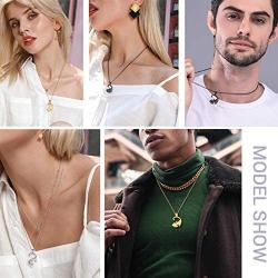 Couple Heart/Cat Necklaces, 2pcs Necklaces/Set, Black/18K Real Gold Plated 316L Stainless Steel, Mens Womens Jewelry (with Gift Box)