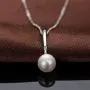 White Pearl Pendant Necklace Freshwater Cultured 7.5-8mm Dainty Single Pearl Necklace Silver Chain with Cubic Zirconia Jewelry Gifts for Women Girls