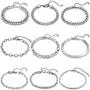 17 MILE 9 Pcs Silver Chain Bracelet Set for Women, Fashion Stackable Cuban Link Adjustable Stainless Steel Bracelet for Gifts 17 MILE 9 Pcs Silver Chain Bracelet Set for Women, Fashion Stackable Cuban Link Adjustable Stainless Steel Bracelet for Gifts