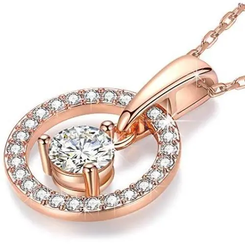 St.Claire 18K Gold Plated Swarovski Necklace for Women Round Halo Pendant Crystals Necklace Best Jewelry Gifts for Womens Girls Mothers Day Birthday Wedding Anniversary St.Claire 18K Gold Plated Swarovski Necklace for Women Round Halo Pendant Crystals Necklace Best Jewelry Gifts for Womens Girls Mothers Day Birthday Wedding Anniversary