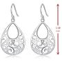 Sterling Silver Filigree Minimalist Design Of Peacock Dangle Drop Earrings For Sensitive Ears By Renaissance Jewelry