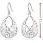 Sterling Silver Filigree Minimalist Design Of Peacock Dangle Drop Earrings For Sensitive Ears By Renaissance Jewelry