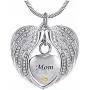 misyou Birthstone Angel Wings Mom Cremation urn Memorial Keepsakes Necklace Ashes Jewelry Stainless Steel Pendant misyou Birthstone Angel Wings Mom Cremation urn Memorial Keepsakes Necklace Ashes Jewelry Stainless Steel Pendant